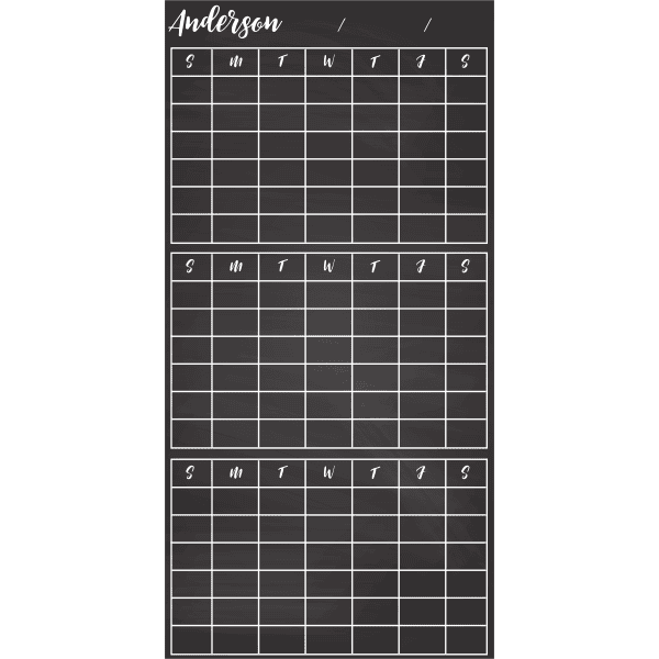 Customized 3-Month Calendar Chalkboard