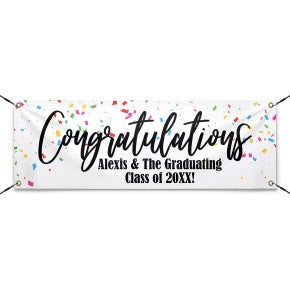 Personalized Confetti Graduation Banner With Strings