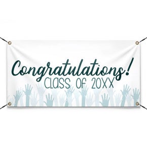 Congratulations Cheers Graduation Banner with strings