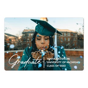 Custom Photo Graduation Announcement photo magnet on a white background