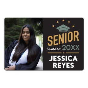 Modern Design Senior Graduation Announcement photo magnet on a white background