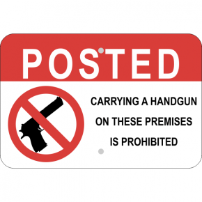 Horizontal Posted Handgun Prohibited Sign