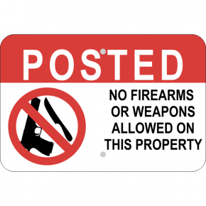 Horizontal No Weapons on Property Sign