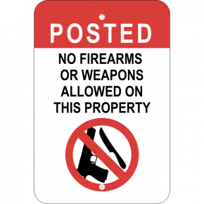 Vertical No Weapons on Property Sign