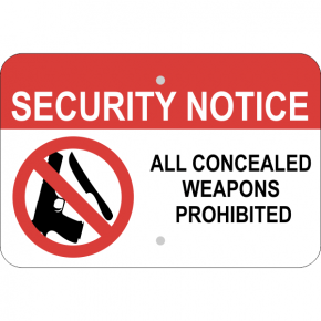 Horizontal No Concealed Weapon Security Sign