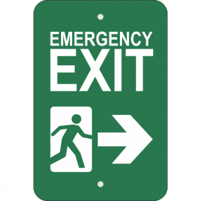 Vertical Right Arrow Emergency Exit Sign