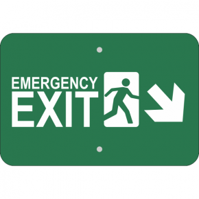Horizontal Down Right Arrow Emergency Exit Sign
