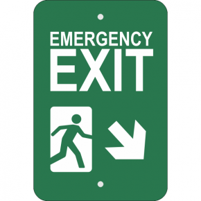 Vertical Down Right Arrow Emergency Exit Sign