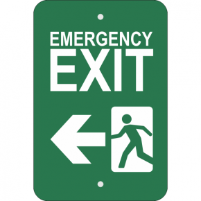 Vertical Left Arrow Emergency Exit Sign