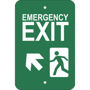 Vertical Forward Left Arrow Emergency Exit Sign