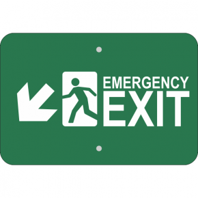 Horizontal Down Left Arrow Emergency Exit Sign