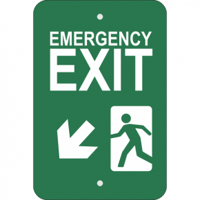 Vertical Down Left Arrow Emergency Exit Sign
