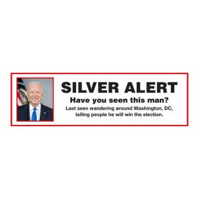 Silver Alert | Funny Political Bumper Sticker