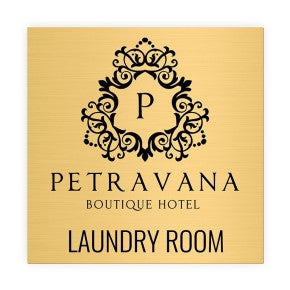 Hotel Example of the Pick Your Size Custom Horizontal Engraved Brass Sign