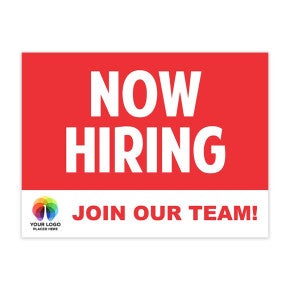 Bold Now Hiring Sign with Custom Logo