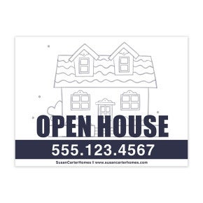 Open House Real Estate Yard Sign with Phone Number