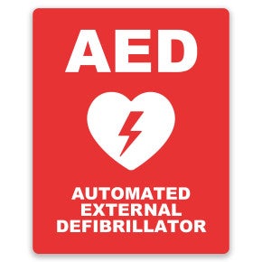 AED Wall Sign with Symbol - Red Design