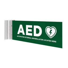 AED Projecting Wall Sign - Green Design