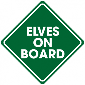 Elves on Board Holiday Window Decal | 5x5
