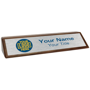 Genuine Walnut Desk Wedge with Full Color Name Plate