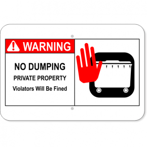 Horizontal No Dumping Private Property Sign