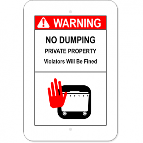 Vertical No Dumping Private Property Sign