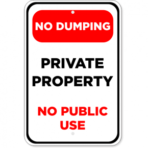 Vertical No Public Dumping Sign