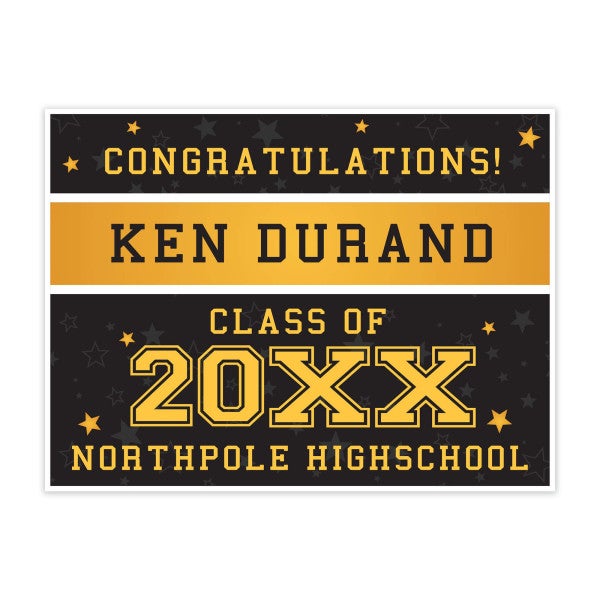 Gold Stars Graduation Yard Sign