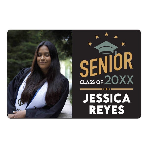 Modern Design Senior Graduation Announcement photo magnet on a white background