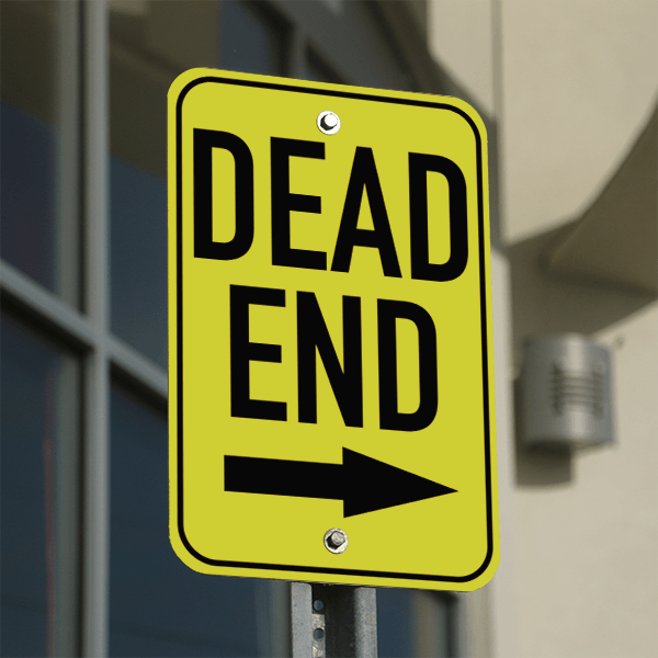 Vertical Right Arrow Dead End Sign - alternate view