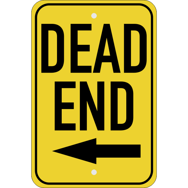 Vertical Left Arrow Dead End Sign
