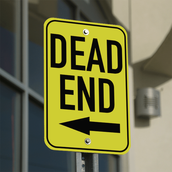 Vertical Left Arrow Dead End Sign - alternate view