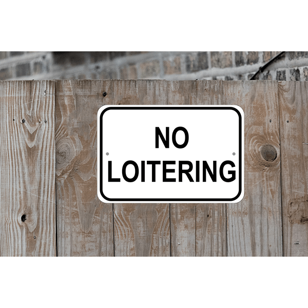 Horizontal No Loitering Sign - alternate view