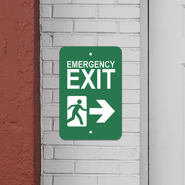 Vertical Right Arrow Emergency Exit Sign - alternate view