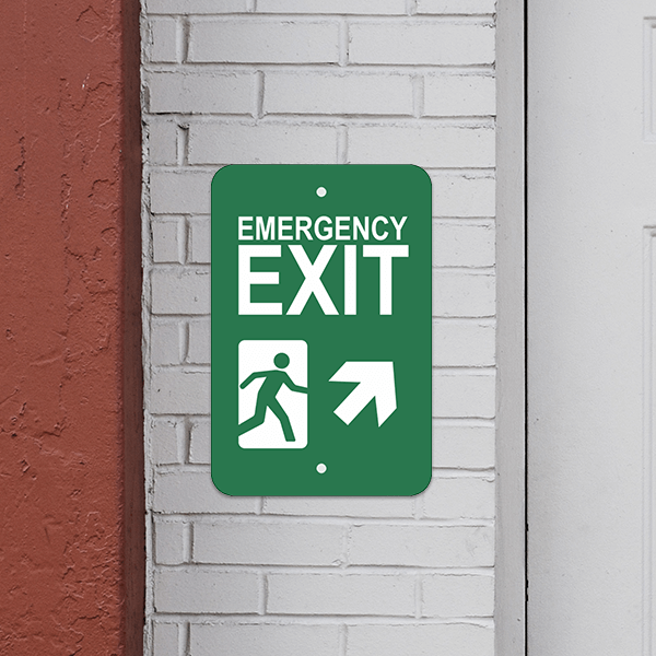 Vertical Forward Right Arrow Emergency Exit Sign - alternate view