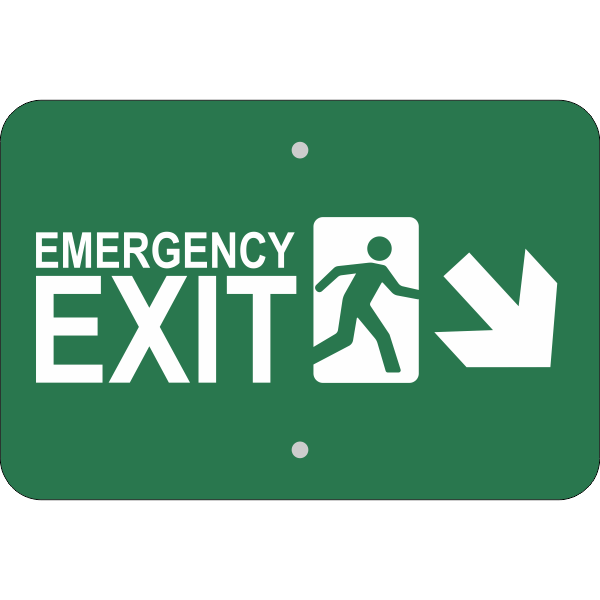 Horizontal Down Right Arrow Emergency Exit Sign