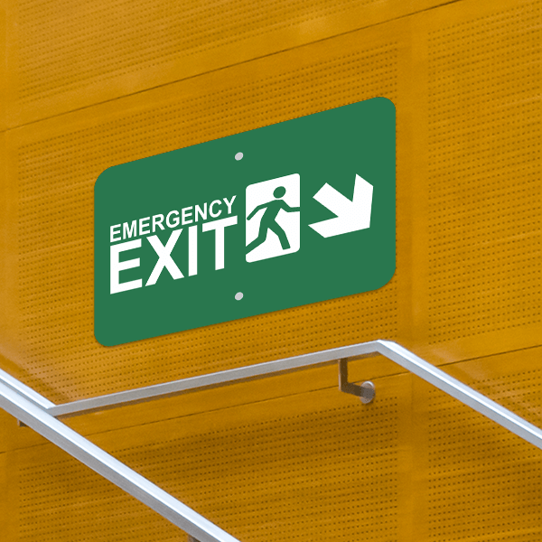 Horizontal Down Right Arrow Emergency Exit Sign - alternate view