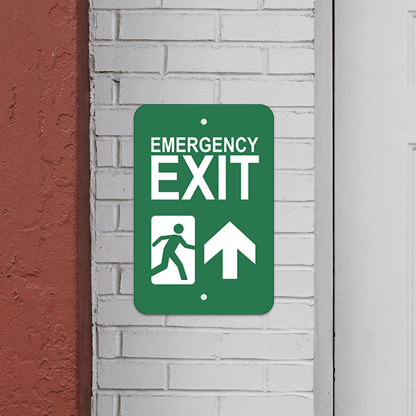 Vertical Forward Arrow Emergency Exit Sign - alternate view