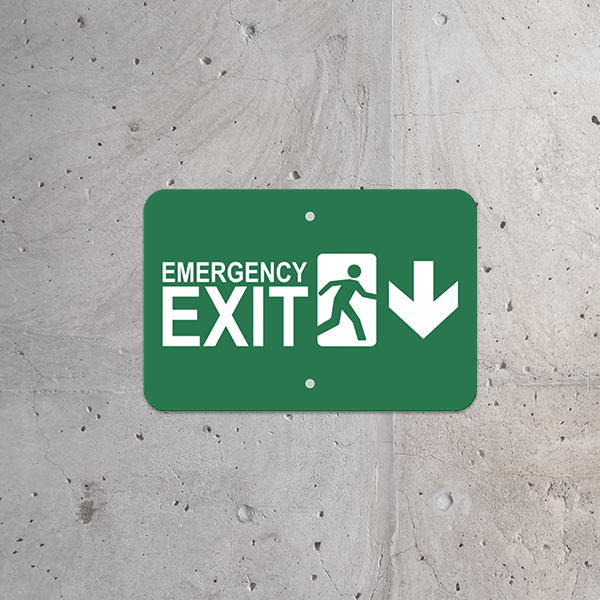 Horizontal Down Arrow Emergency Exit Sign - alternate view