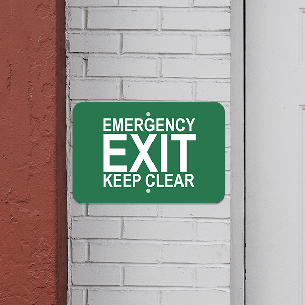 Horizontal Keep Clear Emergency Exit Sign - alternate view