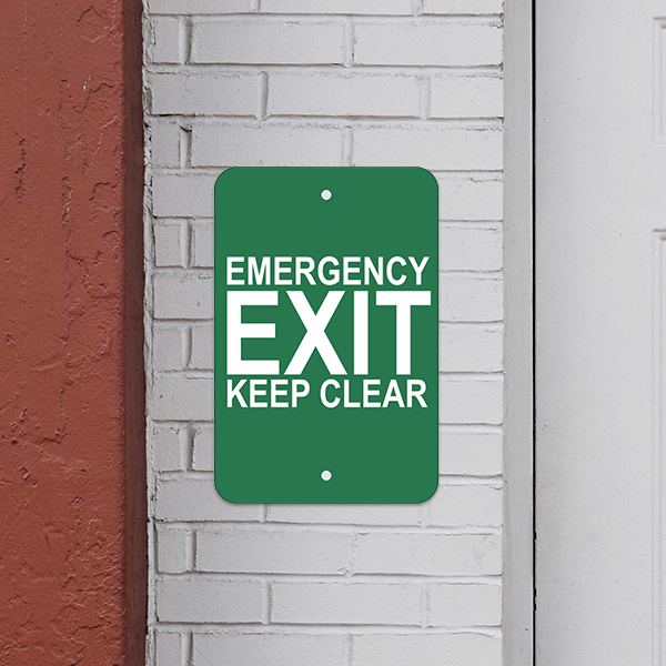 Vertical Keep Clear Emergency Exit Sign - alternate view