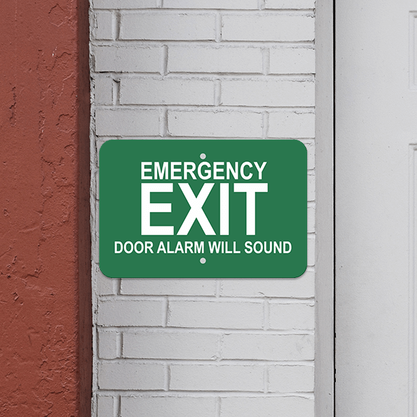 Horizontal Door Alarm Emergency Exit Sign - alternate view