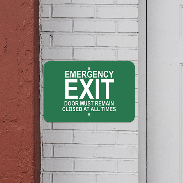 Horizontal Keep Closed Emergency Exit Sign - alternate view