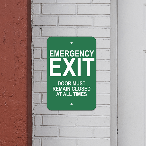 Vertical Keep Closed Emergency Exit Sign - alternate view
