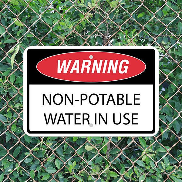 Horizontal Non-Potable Water Warning Sign - alternate view