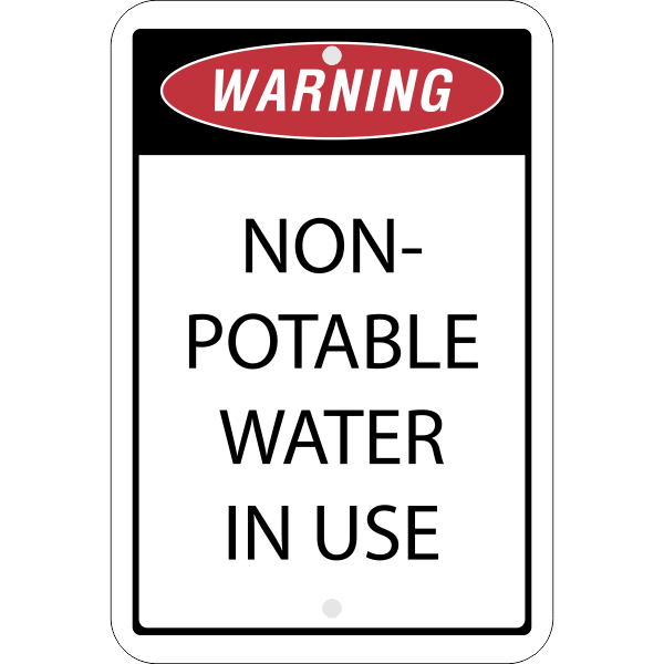 Vertical Non-Potable Water Warning Sign