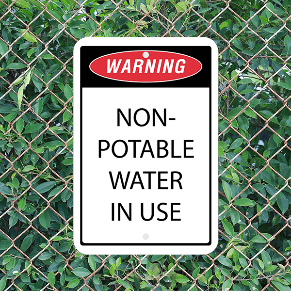 Vertical Non-Potable Water Warning Sign - alternate view