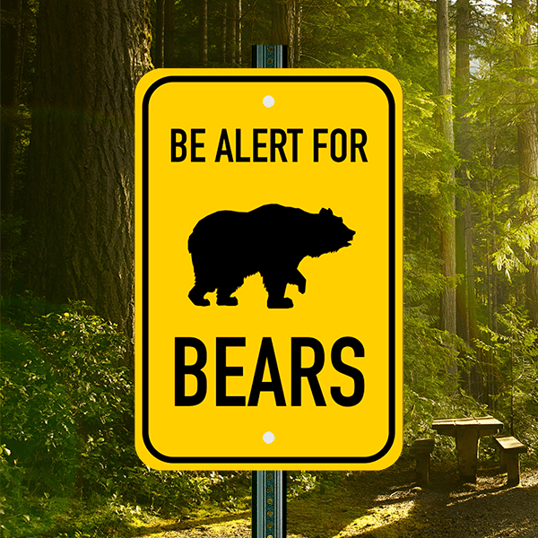Vertical Alert For Bears Sign - alternate view