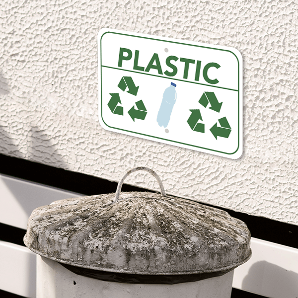 Horizontal Plastic Recycling Sign - alternate view