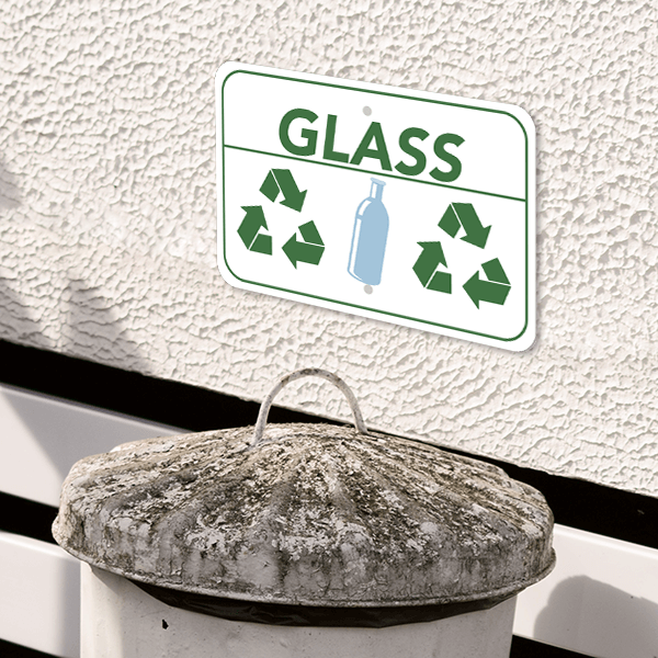 Horizontal Glass Recycling Sign - alternate view
